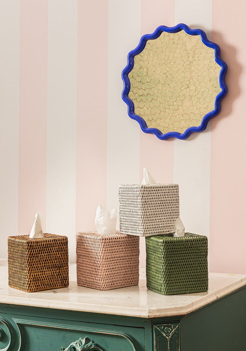 Rattan Tissue Box Cover - Brown
