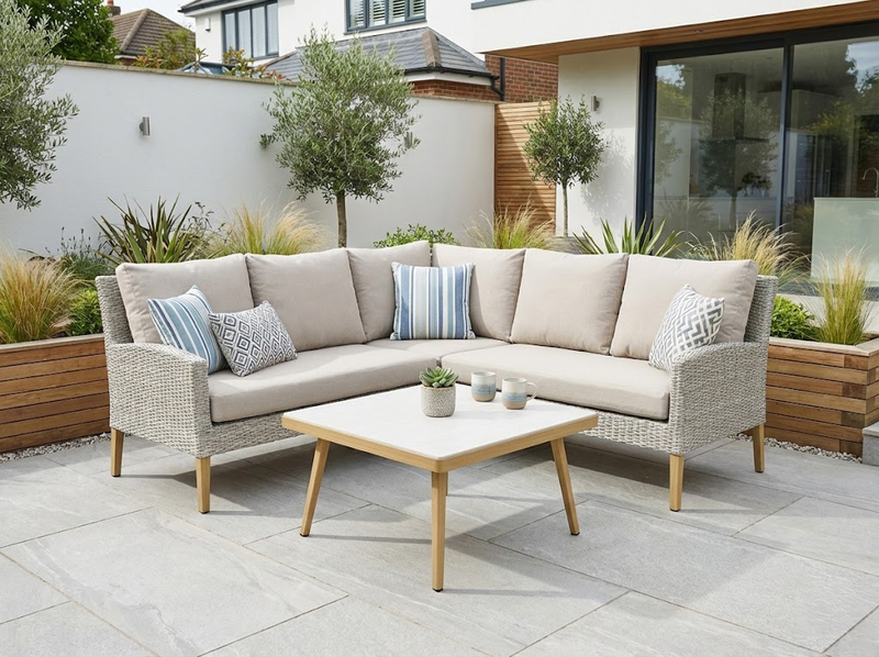Yalden Weave Corner Garden Sofa Set with Coffee Table