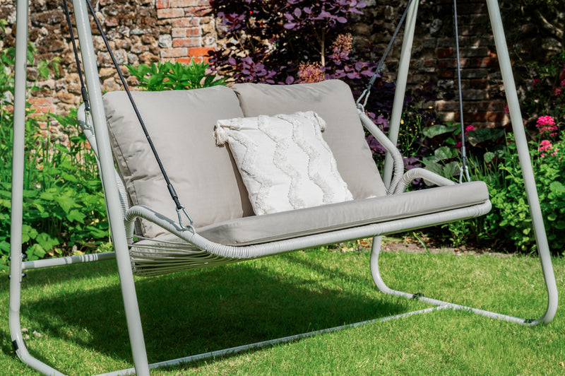 Stamford Rattan 2 Seater Garden Swing Chair Beige