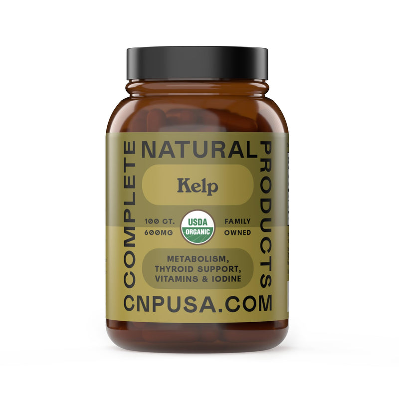 Raw Sea Kelp Powder Capsules 600mg – 100 Vegetarian, Gluten-Free, Thyroid Support