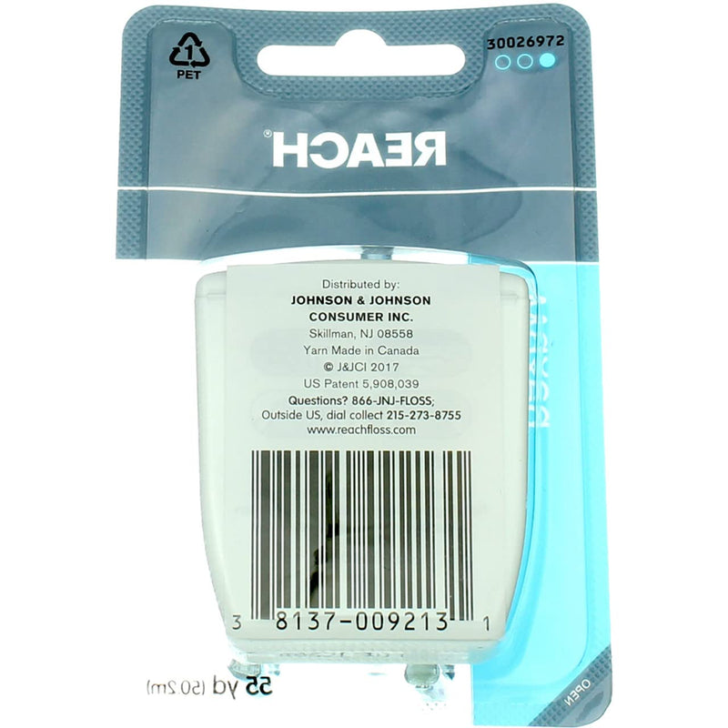 REACH Unflavored Waxed Dental Floss – 55 yds, Pack of 10