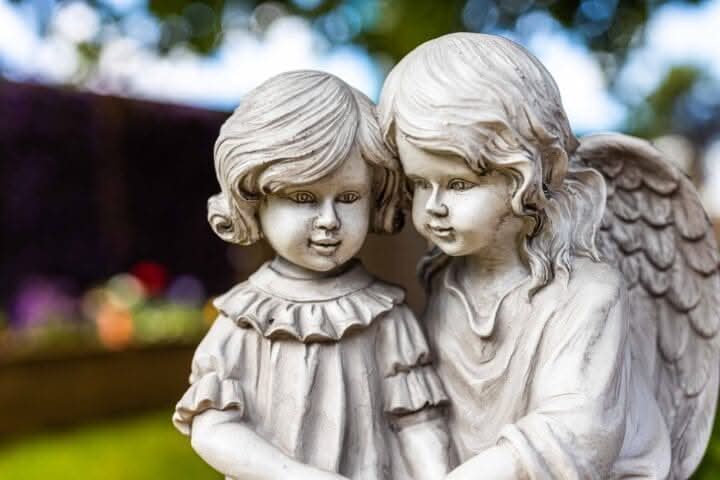 Resin Reading Angel Lamp Child Statue – Decorative LED Cherub Ornament
