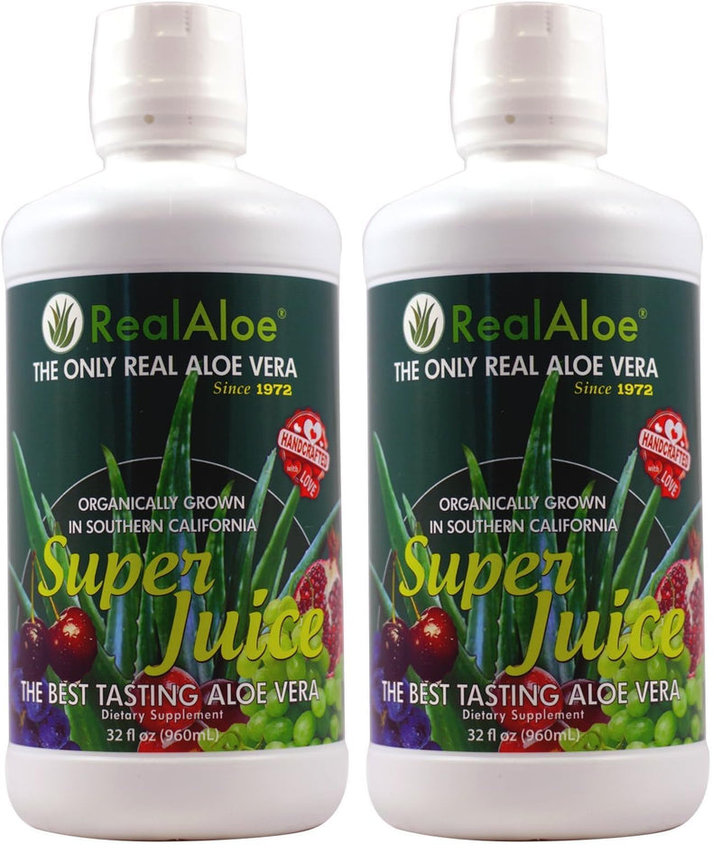 Real Aloe Vera Super Juice, 32 Fluid Ounce (Pack of 2) – Pure Aloe Vera Inner Leaf Gel
