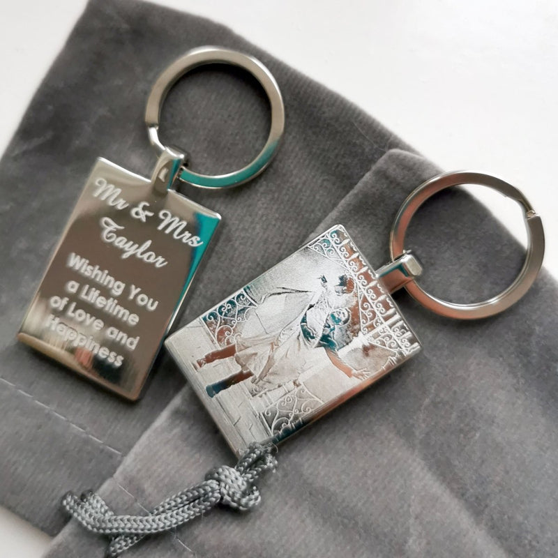 Engraved Keyring Stainless Steel – Custom Photo Text Engraving Unique Gift Keychain