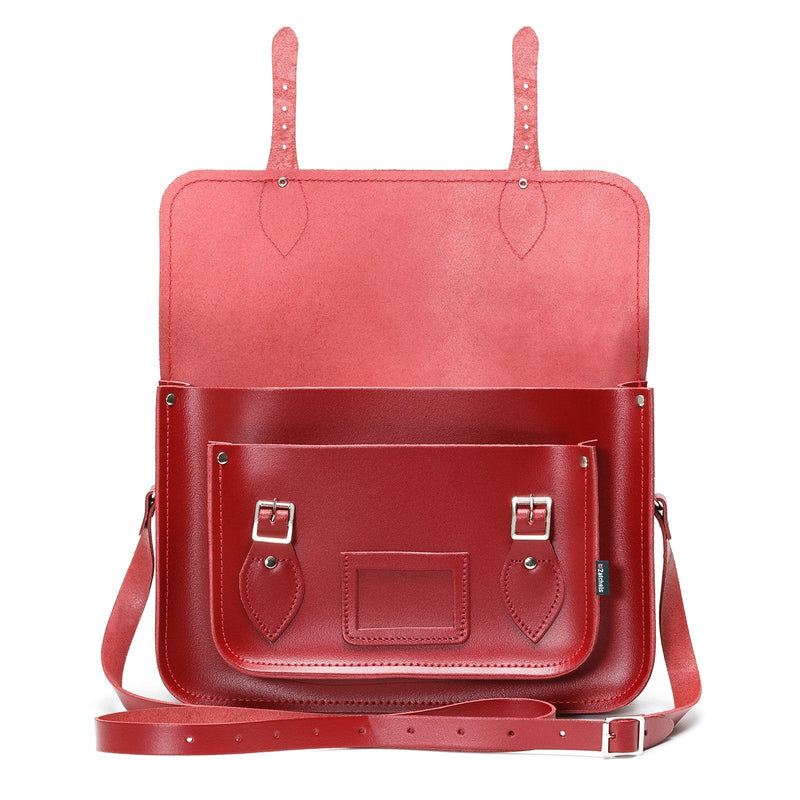 Handmade Leather Satchel - Red