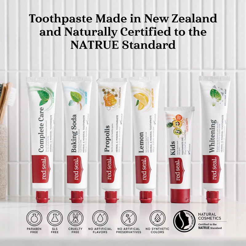 Red Seal Kids Toothpaste – Tutti Frutti Flavor, Fluoride Free, Vegan, Cruelty-Free, NaTrue Certified | 2.47oz