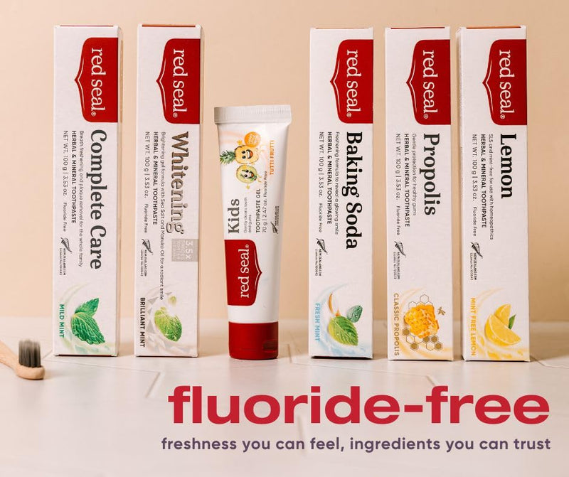 Red Seal Kids Toothpaste – Tutti Frutti Flavor, Fluoride Free, Vegan, Cruelty-Free, NaTrue Certified | 2.47oz