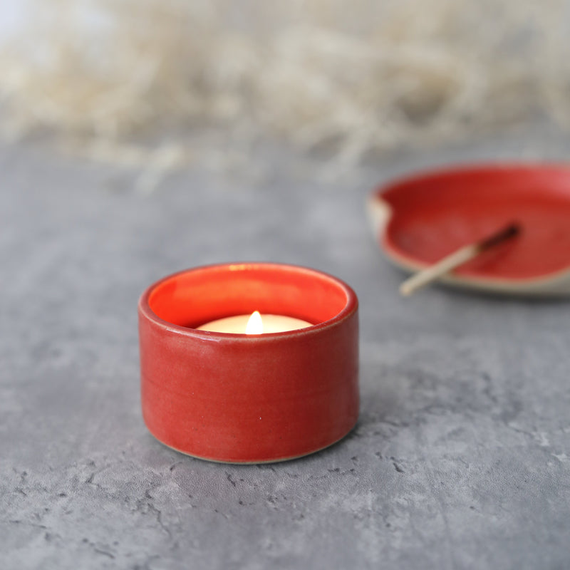 Cherry Red Classic Tea Light Holders