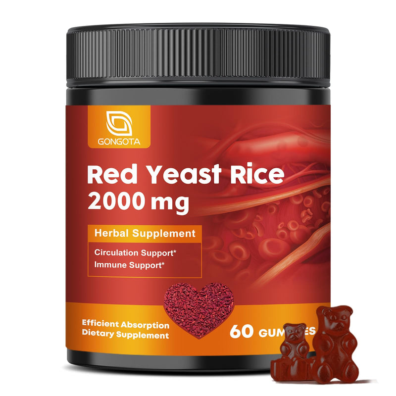 Red Yeast Rice 2000mg + CoQ10 Gummies – Max Strength Cholesterol Support (60 Count) | Vegan, Non-GMO, Gluten-Free