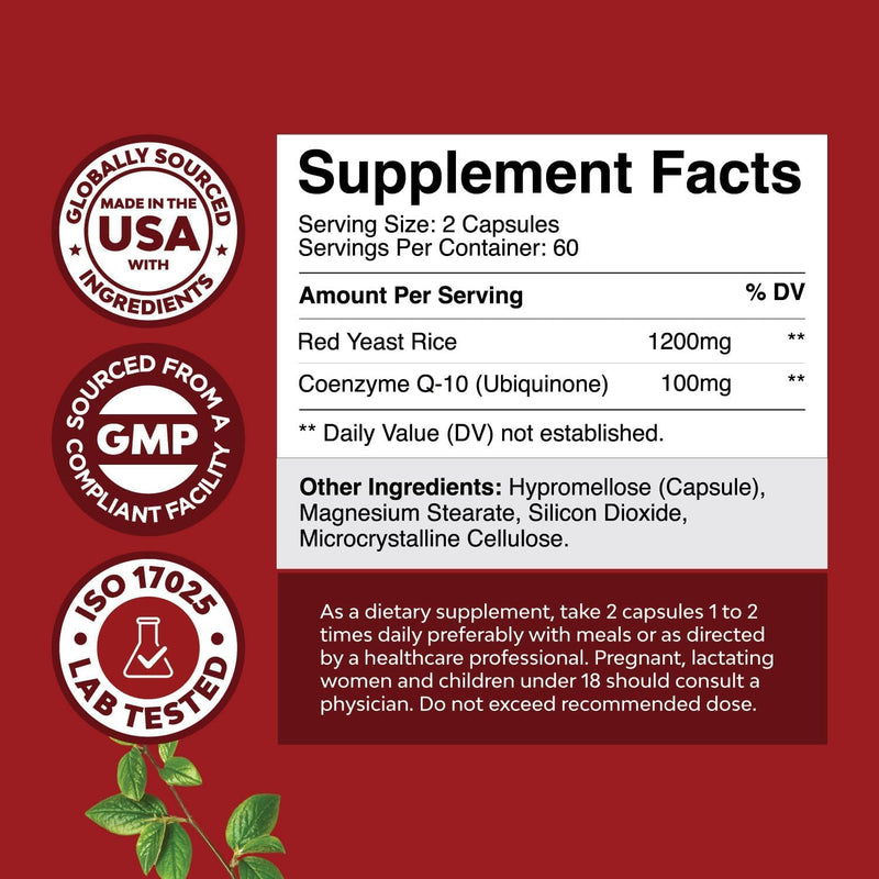 Red Yeast Rice 1200 mg with CoQ10 – Heart & Cholesterol Support