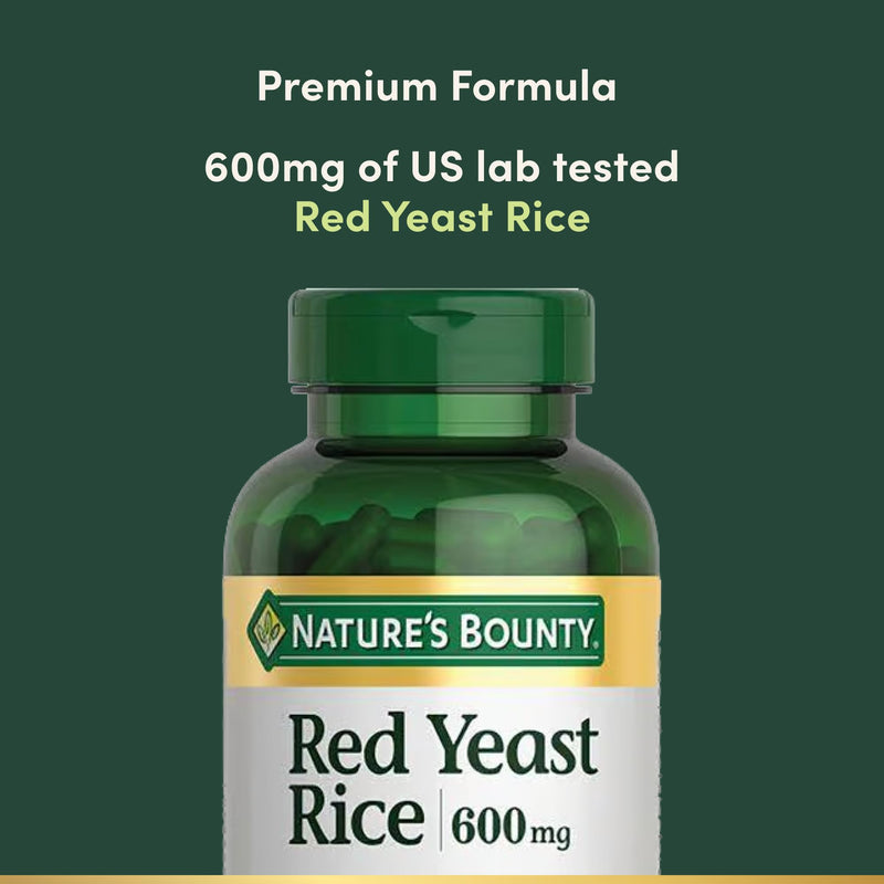 Nature's Bounty Red Yeast Rice 600mg - 250 Capsules | Non-GMO, Gluten Free