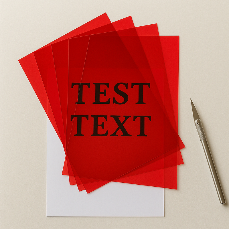 5 x A4 Red Acetate Sheets – 200 Micron Thick Transparent Film for Crafts & Church Window Cards