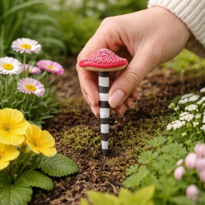 4pc Red Toadstool Miniature Garden Ornaments Resin Mushroom Set