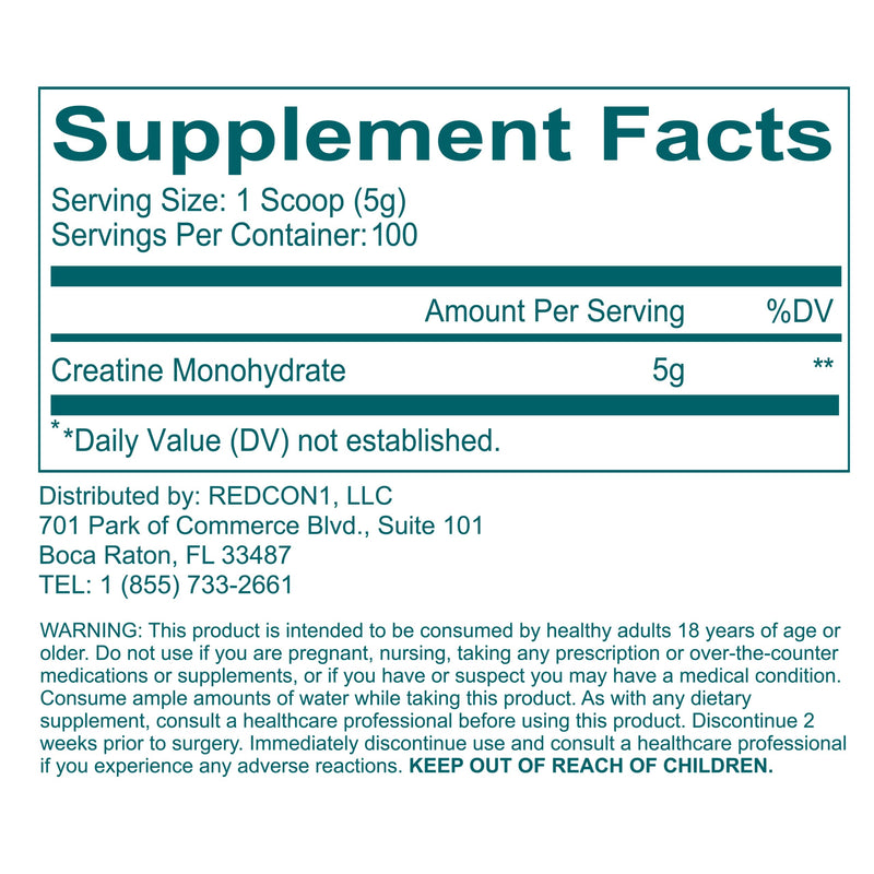 REDCON1 Creatine Monohydrate – Keto Friendly, Vegan, 100 Servings
