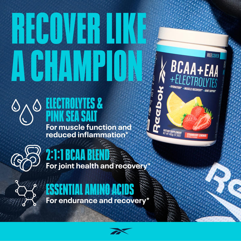Reebok REECover Amino Acids + Electrolytes | 30 Servings, Strawberry Lemonade