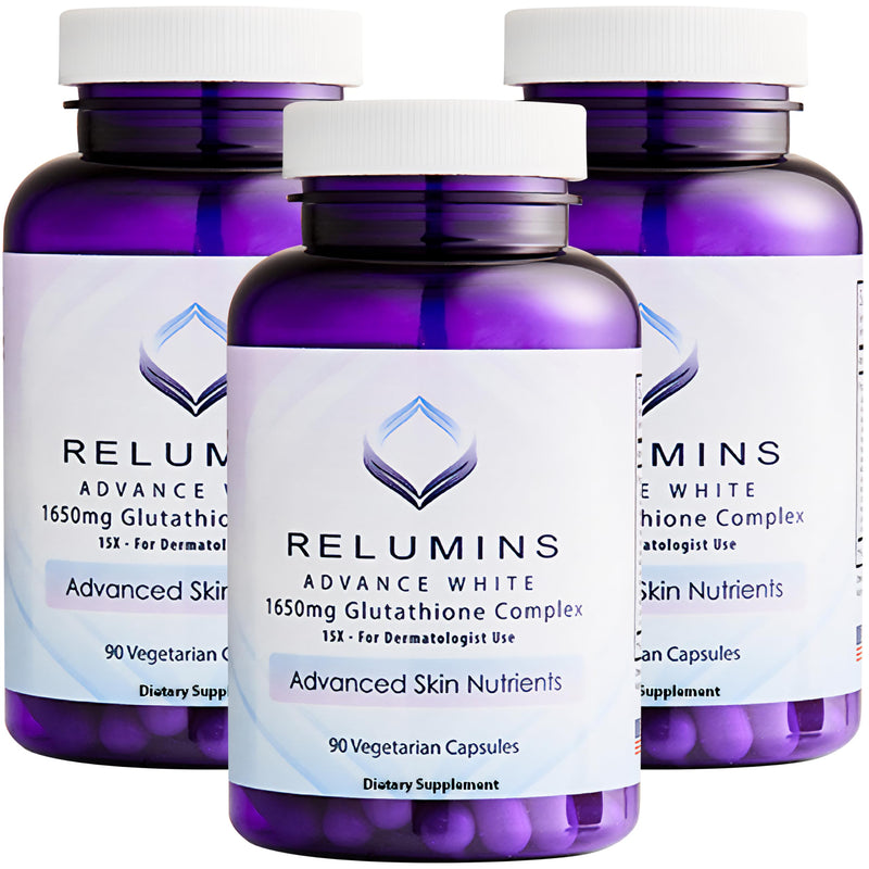 Relumins L-Glutathione Complex 1650mg - 3x90 Veg Capsules - Made in USA