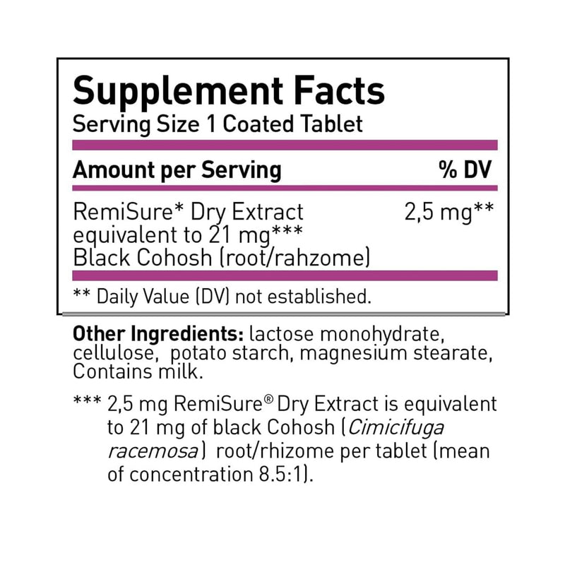 Remifemin Menopause Symptoms Relief – Estrogen-Free Black Cohosh, Made in Germany, 120 Tablets