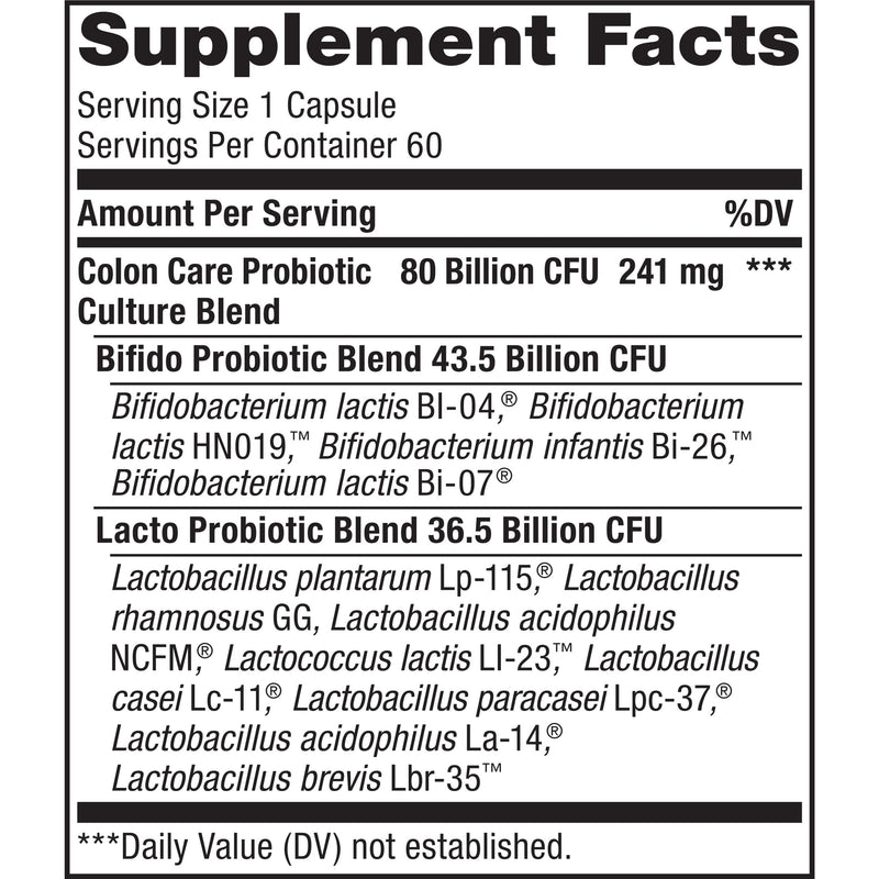 Renew Life Colon Care Probiotic - 80B CFU, 60 Veggie Capsules | Gluten Free, Dairy Free, Soy Free