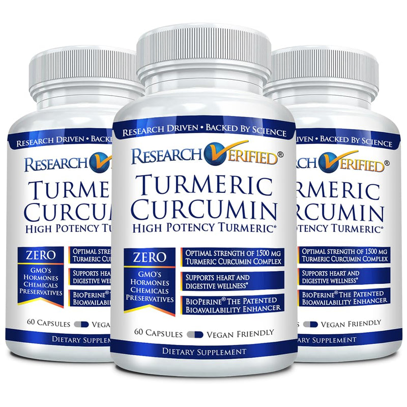 Research Verified Turmeric Curcumin with BioPerine (C3) - Vegan - Made in USA - 180 Capsules
