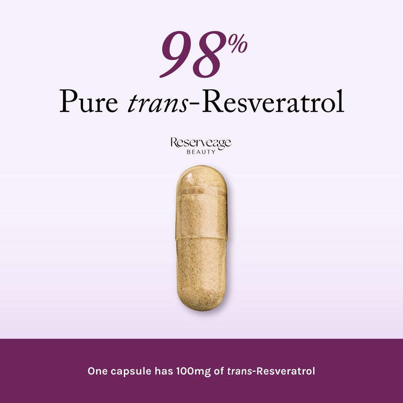Reserveage Beauty Resveratrol 100 mg – Antioxidant Support for Heart, Aging & Immune Health | 60 Capsules (Pack of 2)