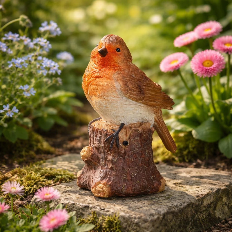 Solar Singing Robin Garden Ornament with Bird Sound