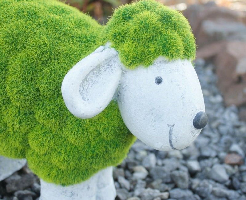 Stone & Grass Effect Sheep Garden Ornament Resin Statue 35cm