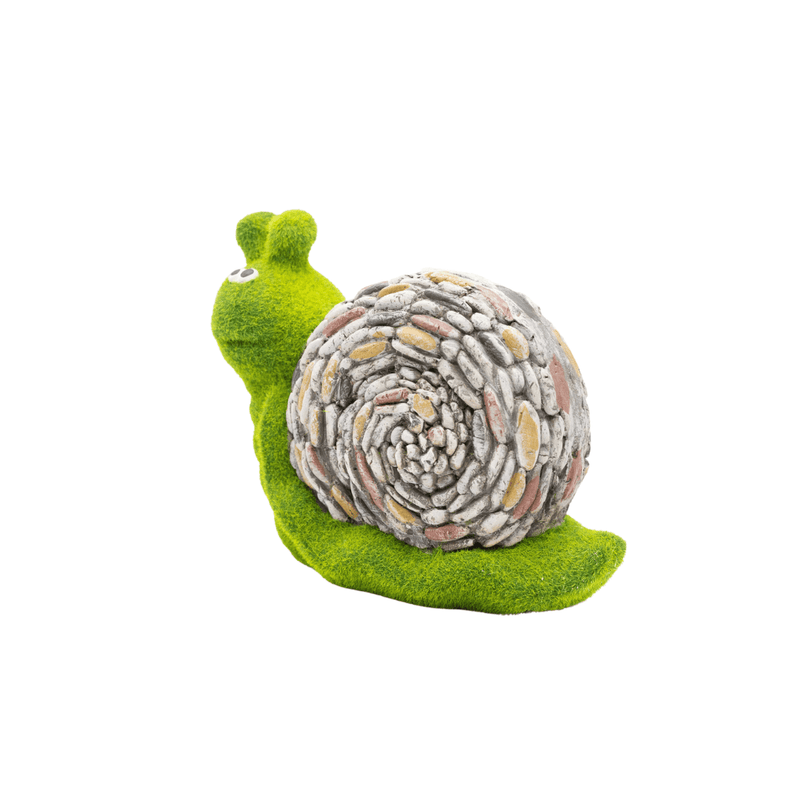Stone & Grass Effect Snail Garden Ornament Resin Statue 28cm