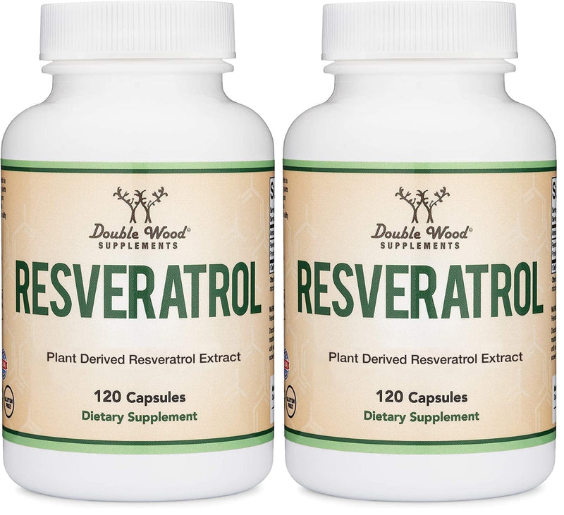 Resveratrol 500mg per Serving – 120 Capsules (Pack of 2) | Double Wood