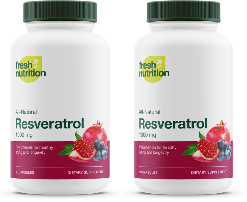 Resveratrol Supplement 750mg – Trans-Resveratrol, Extra Strength (90 Capsules, Pack of 2) – Vegan, Non-GMO, Gluten-Free