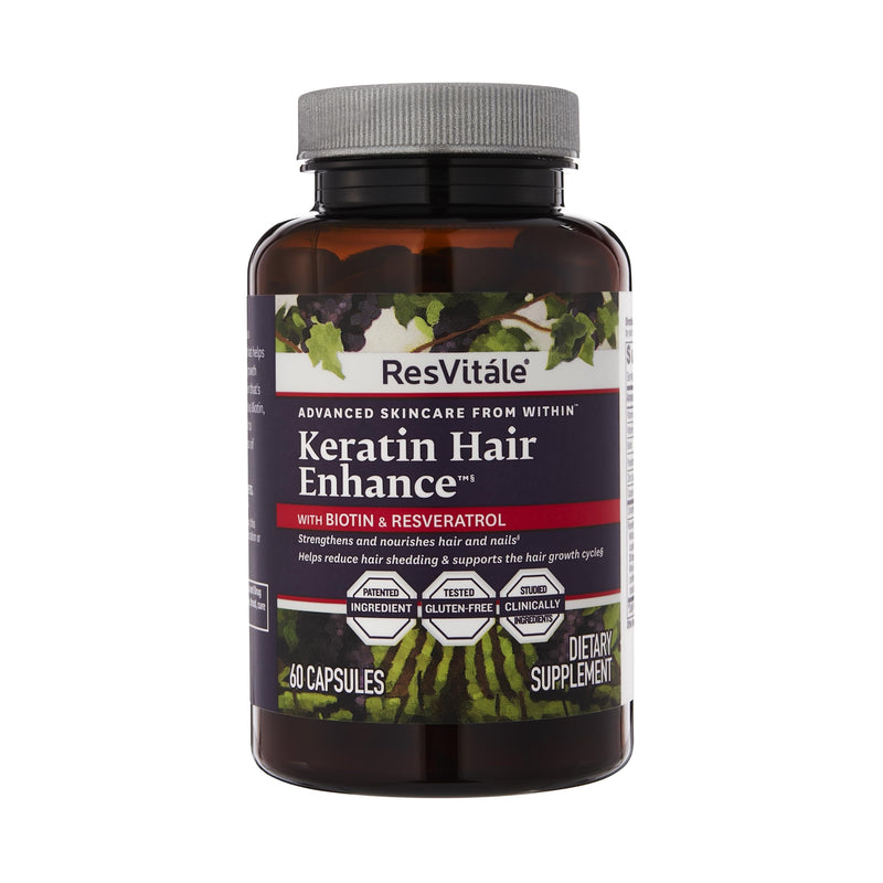 ResVitale Keratin Hair Enhance - Keratin + Biotin Hair Growth Supplement | 60 Capsules