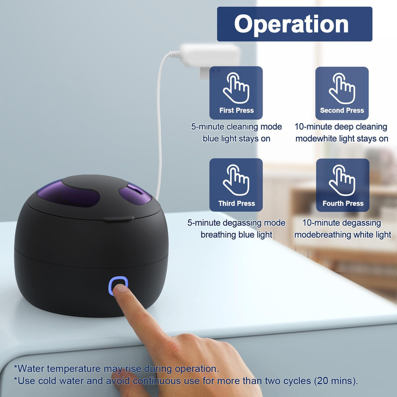 Upgraded Ultrasonic Retainer Cleaner 45kHz – Denture, Mouth Guard & Night Guard Cleaner with 200ml Pod