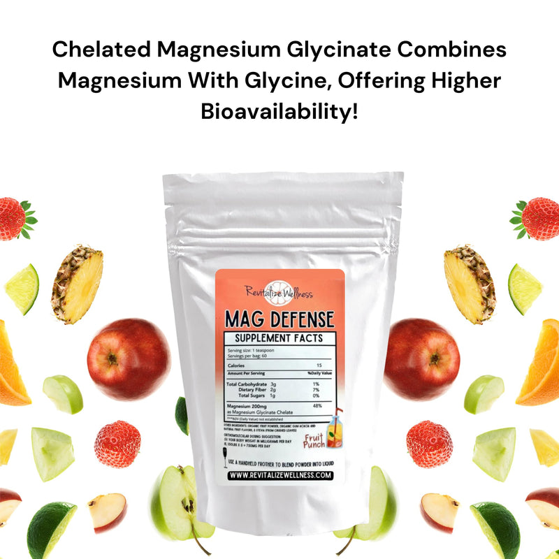 Revitalize Mag Defense Powder: 200 mg Magnesium Glycinate, 60 Servings
