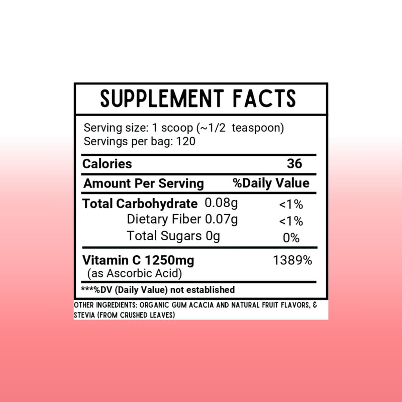 Revitalize Wellness Vitamin C Juice Powder – 1000 mg Vitamin C (Ascorbic Acid) per Serving | No Sugar Added | Strawberries & Cream | 120 Servings