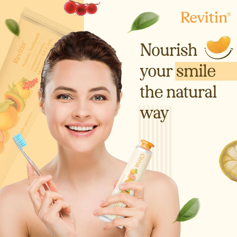 Revitin Toothpaste | Fluoride-Free Prebiotic Citrus Tooth Gel | No SLS, Gluten Free, Dye Free, GMO Free, No Sweeteners | Non-Toxic, Kid Approved | Pack of 5