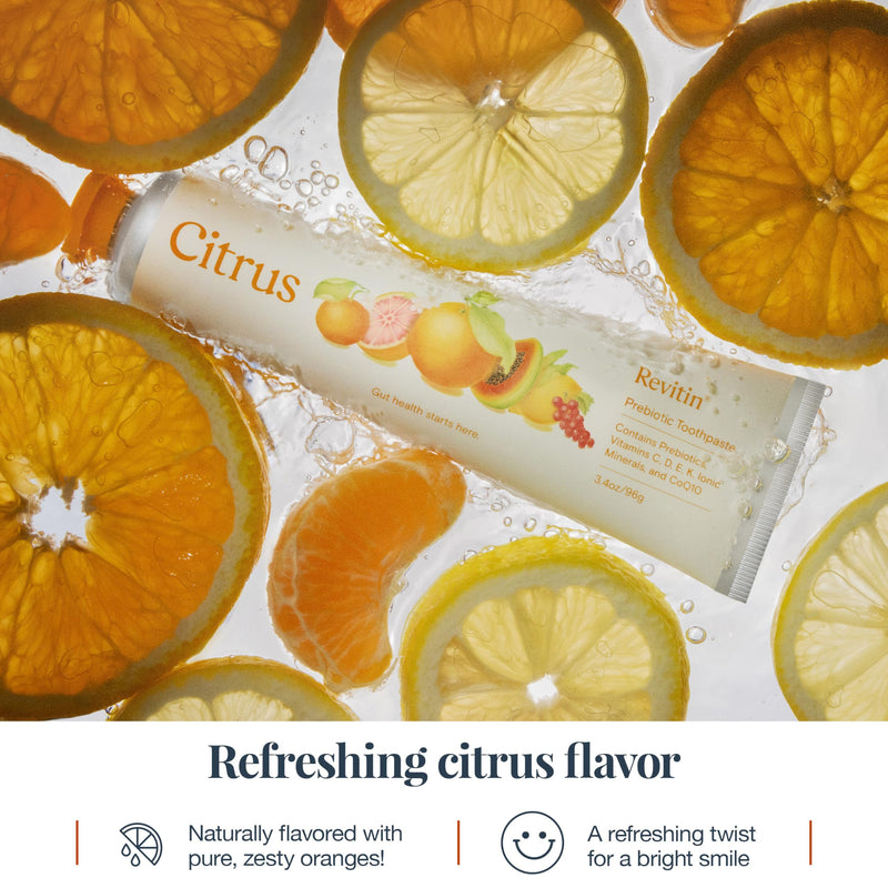 Revitin Toothpaste | Fluoride-Free Prebiotic Citrus Tooth Gel | No SLS, Gluten Free, Dye Free, GMO Free, No Sweeteners | Non-Toxic, Kid Approved | Pack of 5
