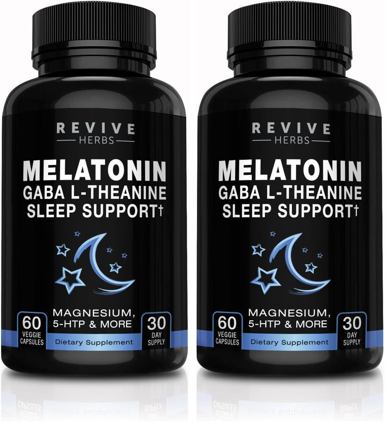 Revive Herbs Melatonin GABA L-Theanine – 60 Veggie Capsules (2-Pack)