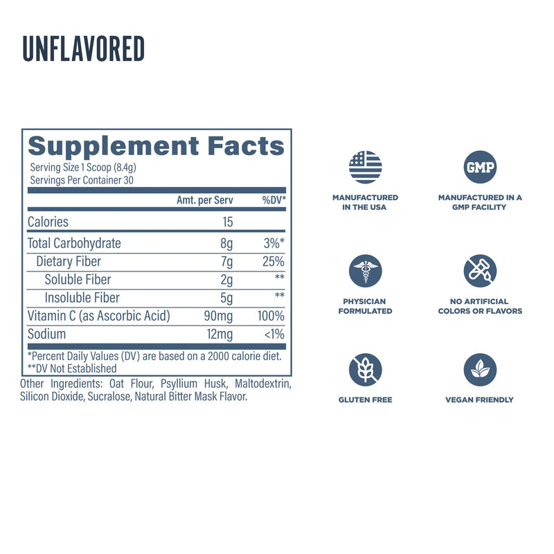 Revive MD Fiber Supplement for Digestive Health – 5g Fiber per Serving with Psyllium Husk (Unflavored, 30 Servings)