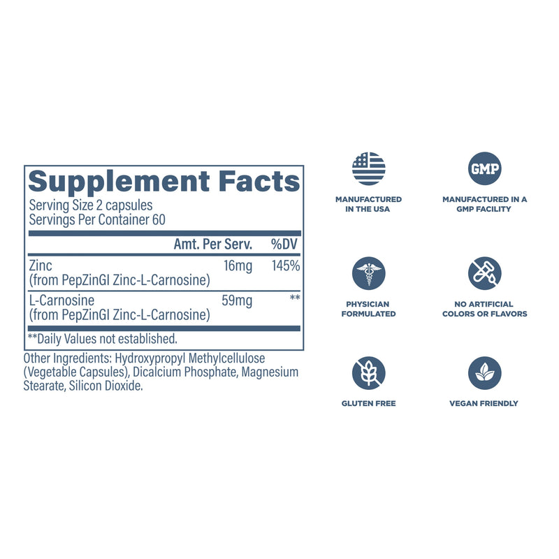 Revive MD Zinc Carnosine Supplement – Gut Health & Immune Support (120 Capsules)