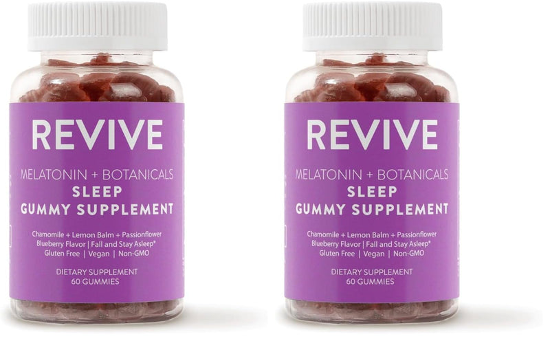 REVIVEEO Melatonin & Botanicals Sleep Gummies – 5 mg Melatonin, Blueberry, Pack of 2