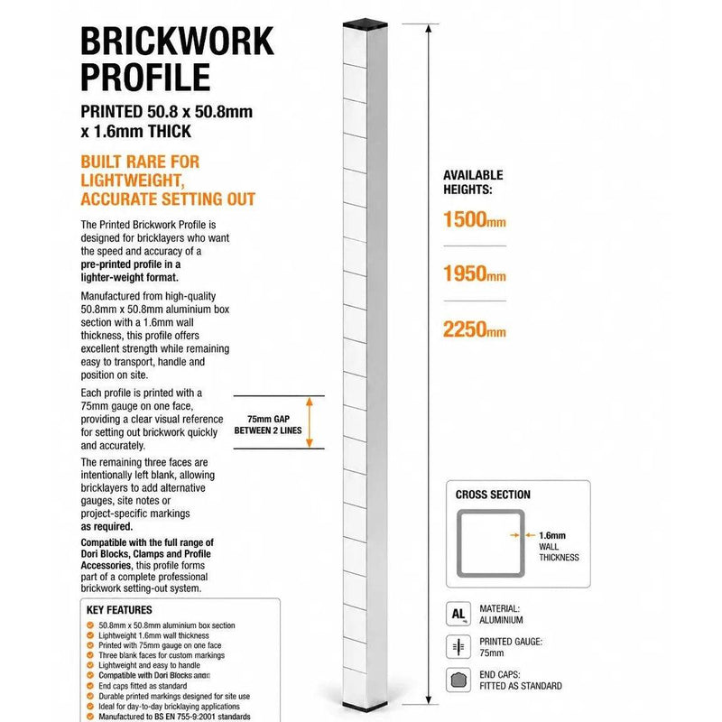 Brickwork Profile Printed  50.8 x 50.8mm x 1.6mm thick