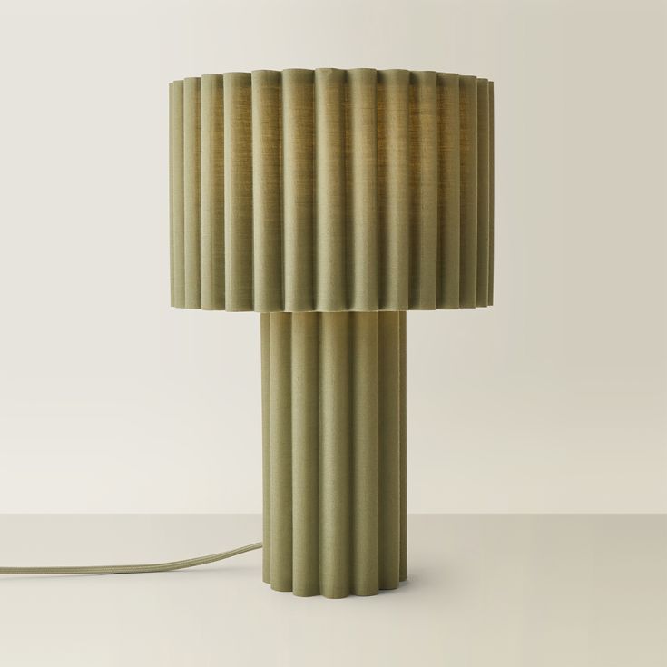 Green Table Lamp Ribbed Fabric