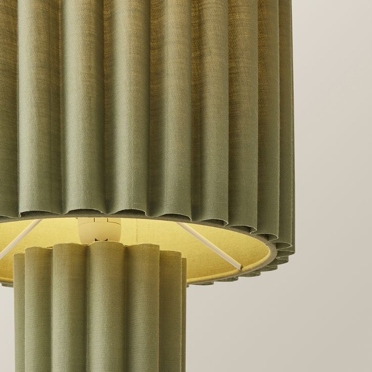 Green Table Lamp Ribbed Fabric