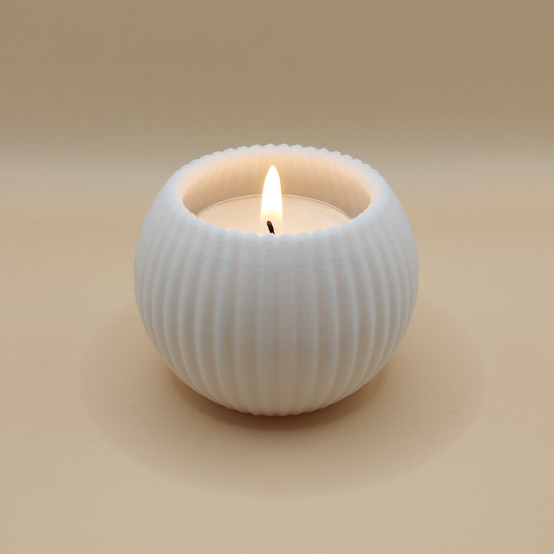 Round Ribbed LED Tealight Holder - UK Made, Single or Sets of 2 or 4