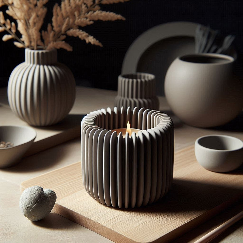Modern Ribbed Tealight Holder - Elegant Accent for LED Tealights