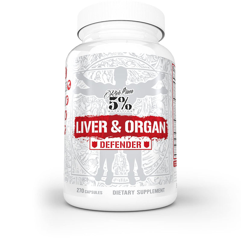 5% Nutrition Rich Piana Liver & Organ Defender Cycle Support Plus NAC | Liver, Prostate, Heart, Kidney & Skin Support | Milk Thistle, Saw Palmetto, Hawthorn Berry | 30-90 Servings