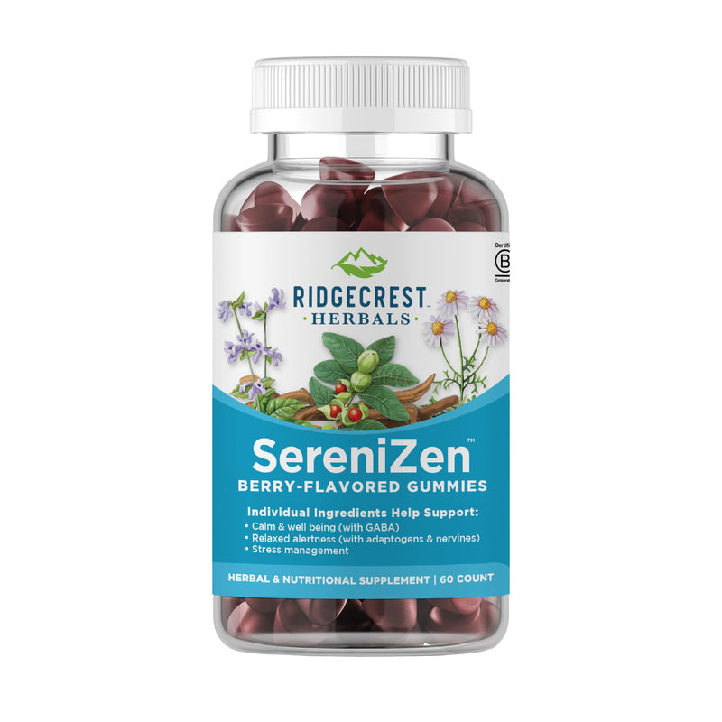 RidgeCrest Herbals SereniZen Gummies – Ashwagandha, GABA & L-Theanine for Relaxation & Sleep (60 Ct)