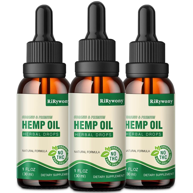 (3-Pack) High Potency Hemp Oil 25,000 Max Strength - Organic, Vegan, Non-GMO