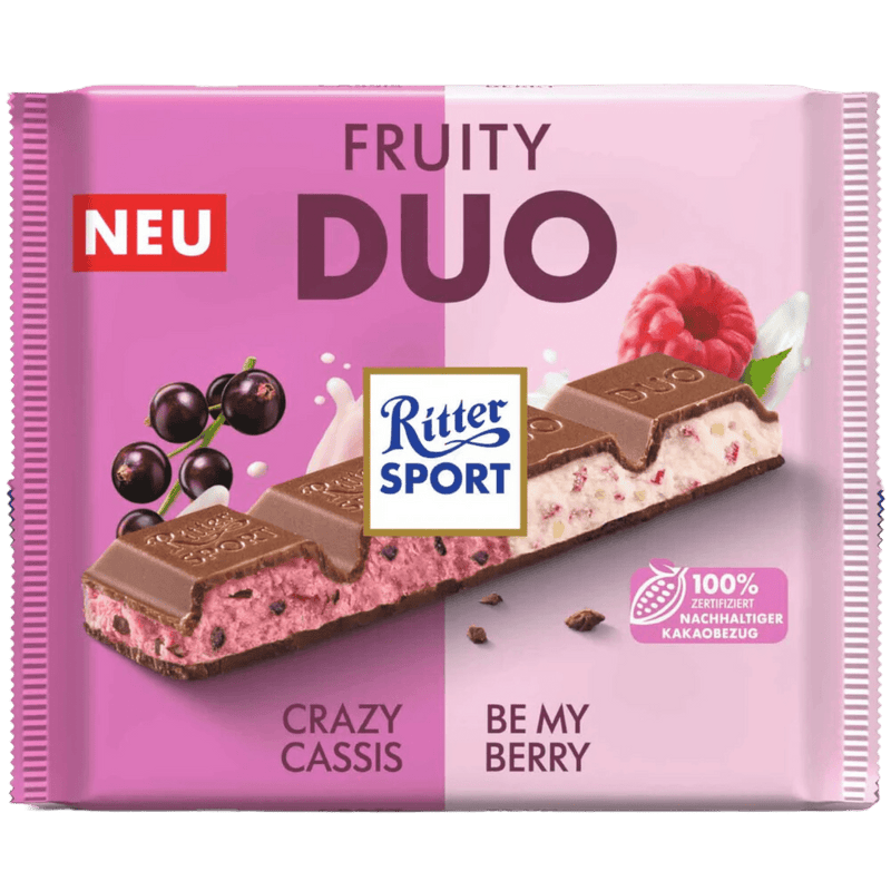 Ritter Sport Duo | Fruity Blackcurrant & Raspberry Milk Chocolate | 218g - InStock