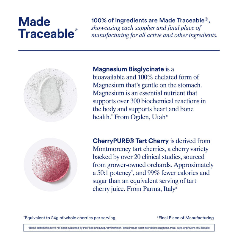 Ritual Magnesium+ Drink Mix: Tart Cherry & Gentle Magnesium Bisglycinate | 30 Servings