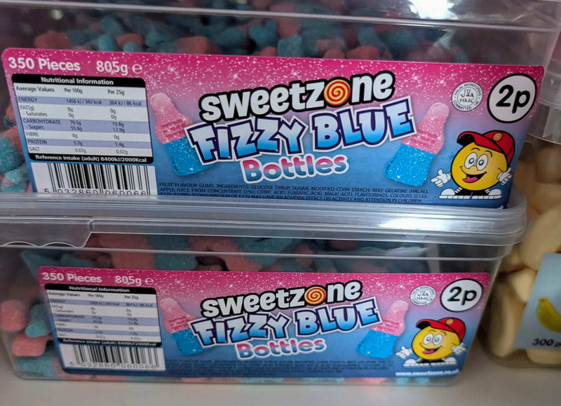 SweetZone Fizzy Blue Bottles Tub | 350 Pieces | 805g